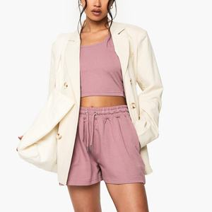 Ensemble court sans manches pour femme, coupe confortable, tenue de sport d'été, deux pièces, débardeur doux, short à taille élastique - Product Image 5