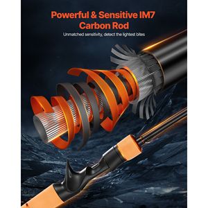 Canne à pêche et moulinet combo en fibre de carbone IM7, système 6+1 BB, canne à pêche pour la pêche au bar avec rapport de transmission 7.0:1 - Product Image 3