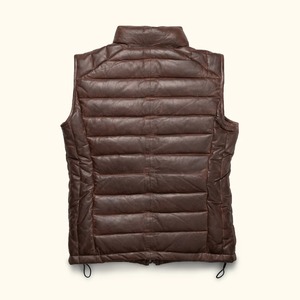 Bridger Leather <b>Down</b> Vest for Men – Premium Insulated Winter Puffer Waistcoat Sleeveless Jacket - Product Image 4