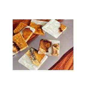 Clear Epoxy Resin Joined Wooden Square <b>Coasters</b> Tea Cup Mats Pads Best Selling Price Homeware Household Dinnerware <b>Glass</b> <b>Coaster</b> - Product Image 1