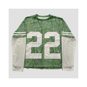 Camisetas térmicas de manga larga con gráfico de gran tamaño de calle personalizada para hombre Camiseta de manga larga de doble capa con serigrafía vintage - Product Image 2