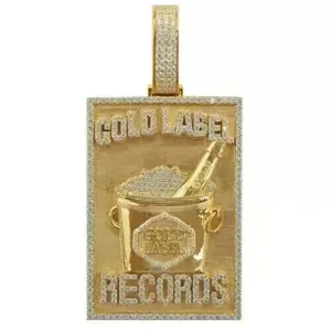 จี้เพชรโมอิสซาไนต์ทรงกลม 2.50 กะรัต แบบกำหนดตัวอักษรได้ ตัวเรือนเงินแท้ชุบทอง สไตล์วินเทจ สำหรับทุกเพศ - Product Image 1