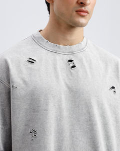 Camiseta de algodón con lavado ácido para hombre, estilo casual, cuello suave, tela desgastada, estilo urbano, cómoda, novedad 2026 - Product Image 6