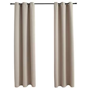 2ชิ้นสีเบจ37 "X 95" ผ้าม่านผ้าม่านทึบพร้อมแหวนสีเบจและผ้าม่าน - Product Image 1