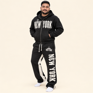 REXFITSPORTS Men's Heavyweight Graphic Tracksuit Set Custom <b>Full</b> <b>Zip</b> <b>Hoodie</b> and Baggy Sweatpants Oversized Streetwear Two Piece - Product Image 3