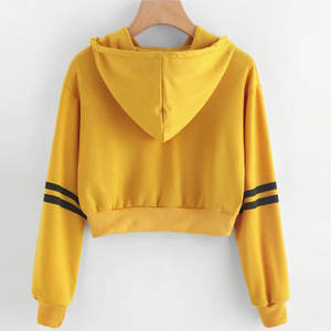 Sudadera con capucha corta de manga larga para mujer y niña, informal, con lentejuelas, insignia y efecto tie-dye, de lona suave, amarilla, nueva. - Product Image 1