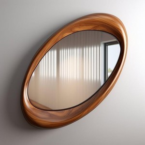 Acacia Wood Oval <b>Mirror</b> Wholesale | Handcrafted Minimalist Wall <b>Mirror</b> India - Product Image 1