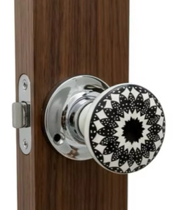 Pomo de Puerta Moderno de Porcelana con Patrón Blanco y Negro, Base Cromada, Tirador para Muebles, Ecológico, Ajustable, Duradero, para Hogar y Oficina - Product Image 2