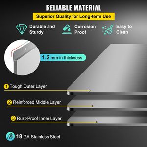 Pannello Paraspruzzi in Acciaio Inossidabile 36 x 29,5 Pollici, Protezione Murale Argento per Cappa da Cucina e Stoccaggio - Product Image 3