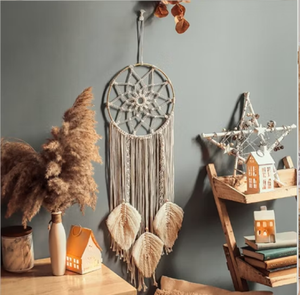 Impresionante Adhesivo de Pared de Macramé Geométrico Vertical con Bloques de Color Intensos y Cordones Naturales, Diseño Contemporáneo, Precios al por Mayor - Product Image 2