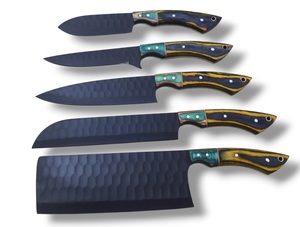 Ensemble de couteaux de chef en acier inoxydable Nordic Forge, cinq pièces, manches en bois Pakka, fabrication artisanale OEM personnalisée, ensemble de couteaux de cuisine avec sac de transport - Product Image 4