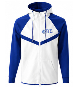 Sudadera Raglán Blanca y Azul para Mujer, Marca Alcorn, con Letra Griega Sigma Bordada en la Parte Delantera, Cuello Redondo, Manga Larga, 100% Algodón, para Otoño e Invierno - Product Image 1