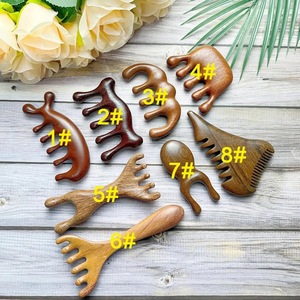 Masseur facial Gua Sha en bois rustique écologique avec artisanat en bois d'acacia massif pour la relaxation musculaire - Cadeau du Nouvel An - Product Image 2