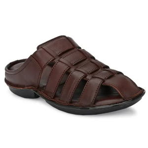 Pantoufles en cuir véritable pour hommes de haute qualité 6018, dessus antidérapant, grande taille, pantoufles d'été en cuir pour hommes, pantoufles de plage - Product Image 1