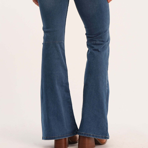 Jeans en denim évasé pour femmes, vente chaude, coupe slim extensible, qualité supérieure, taille mi-haute, longueur complète, style décontracté - Product Image 4