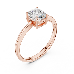 Bague de fiançailles solitaire en moissanite taille coussin - Finition or rose, couleur D, pureté VVS1, pour femme - Product Image 4
