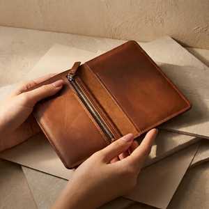 Porte-chéquier en cuir véritable personnalisé de marque, style vintage, pour homme, porte-passeport, commande en gros LCR-0119 - Product Image 3