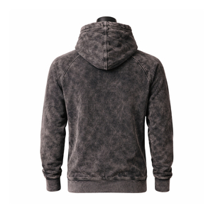 Sweat à capuche vintage pour homme en coton délavé, finition délavée, construction pull-over, ourlet et poignets côtelés, confortable et coupe oversize - Product Image 2