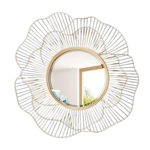 Miroir rond doré style nordique, grand cadre géométrique, miroir mural décoratif pour chambre à coucher, salle à manger, salon - Product Image 2