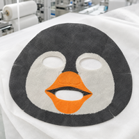 Mascarilla Facial Personalizable con Estampado de Pingüino, Sustrato de Fibra Vegetal Natural No Tejida para el Cuidado Facial Divertido