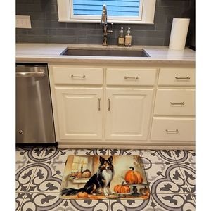 Collie Fall Tapis de cuisine Lavable en machine Coussin anti-fatigue Tapis de bain confort avec citrouilles Tapis de cuisine en mousse à mémoire de forme - Product Image 2