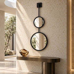 Black Dual Circle Wall <b>Mirror</b> Modern Metal <b>Hanging</b> Decorative <b>Mirror</b> for Living Room Bedroom Entryway Luxury Home Decor Wall Art - Product Image 4