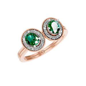 แหวนมรกตและเพชรคู่ที่สง่างาม14K/18K ทอง IGI ได้รับการรับรอง OEM ODM สำหรับงานแต่งงาน - Product Image 1