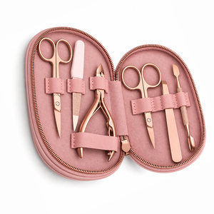 MANAN INSTRUMENTS Kit de manucure classique professionnel de luxe en acier inoxydable, ensemble de coupe-ongles 6 pièces, étui portable pour adulte - Product Image 2