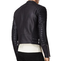 Blouson de moto réversible imperméable en peau de mouton cirée délavée noir et marron à col montant grande taille pour homme