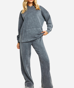 Custom Made Embroidered Lace Vintage Acid Washed Zip Crop Top Women's <b>Tracksuit</b> 100% Cotton Breathable Hip Hop Streetwear for - Product Image 5