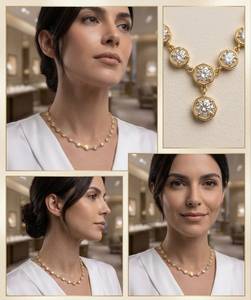 Collier tennis en diamant de laboratoire, or massif 14K, collier ras-du-cou Riviera, chaîne plaquée or à coupe ronde pour mariage et soirée - Product Image 4