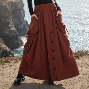 กระโปรงแม็กซี่สไตล์โบฮีเมียนสำหรับผู้หญิง สามารถแปลงเป็นกางเกงขายาวทรงหลวมได้ มีกระเป๋าลึกสองช่อง สวมใส่สบาย เหมาะสำหรับการเดินทาง ชายหาด และงานเทศกาล - Product Image 1
