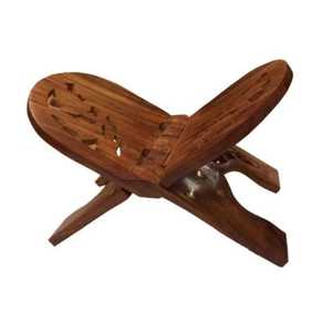 Rehal en bois sculpté à la main, motif feuille, design symétrique, support pliable durable pour Coran et textes sacrés - Product Image 4