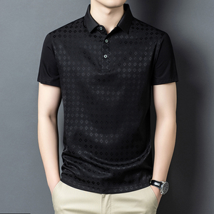 เสื้อโปโลผ้าไหมมัลเบอร์รี่สำหรับผู้ชาย แขนสั้น ผ้าซาตินยืดได้ เรียบลื่น ระบายอากาศได้ดี เสื้อลำลอง สกรีนโลโก้ได้ เสื้อยืดพรีเมียม - Product Image 4