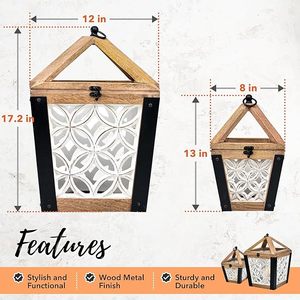Linterna de Madera Brillante de Marca Privada con Estructura de Madera Resistente, Artículo Decorativo para Iluminación con Velas en Interiores y Exteriores - Product Image 4