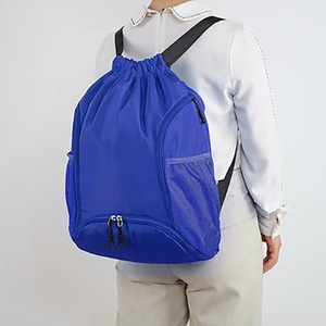 SHAGHAF SPORTS WEAR Custom Blue Microfiber <b>Drawstring</b> Backpack for Men Women | <b>Waterproof</b> Sports Gym <b>Bag</b> | Lightweight Travel - Product Image 5
