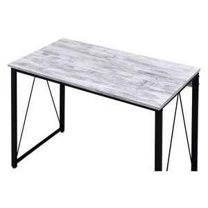 Scrivania Rettangolare Anticata Bianca e Nera con Base in Metallo, Elegante Scrivania per Computer - Product Image 5