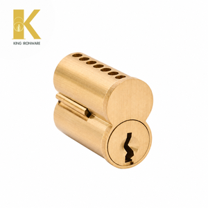 Cylindre de serrure de porte à remplacement rapide, laiton satiné, 7 goupilles, clé D, SFIC, pour la sécurité des portes commerciales - Product Image 5