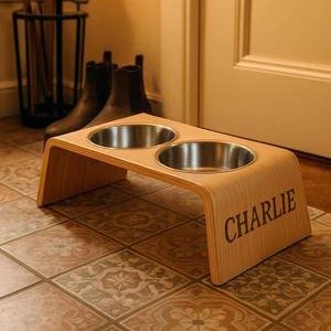 Comedero Elevado Ajustable de Bambú para Mascotas Pequeñas, Perros y Gatos, con Soporte para Facilitar el Acceso a la Comida y el Agua - Product Image 2