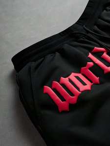 Pantalones Cortos Casuales de Verano para Hombre con Estampado Gráfico de Llama y Letras, Cintura Elástica, Shorts de Playa Negros de Poliéster con Logotipo Frontal - Product Image 6