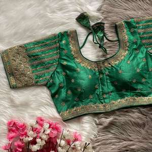 Designer Bridal Wear Heavy Embroidery Work Silk <b>Readymade</b> <b>Blouse</b> - Product Image 1