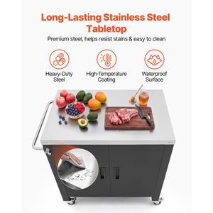 Carrello per Barbecue da Esterno da 40 Pollici con Piano in Acciaio Inox e Porta Spezie - Product Image 4