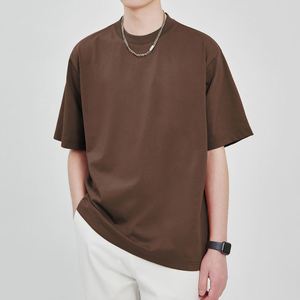 Camiseta de Manga Corta para Hombre, Color Sólido, Cuello Redondo, Minimalista, Lisa, de Algodón Teñido, Verano, Básica, Holgada, Transpirable, Venta al Por Mayor - Product Image 3