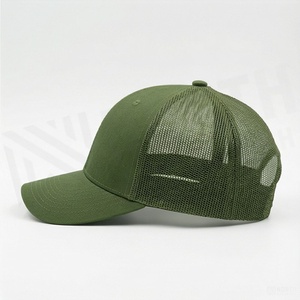 Green 6-Panel Trucker Cap Mesh Fabric Adjustable Brim Unisex Casual <b>Hat</b> Spring <b>Summer</b> Style - Product Image 3