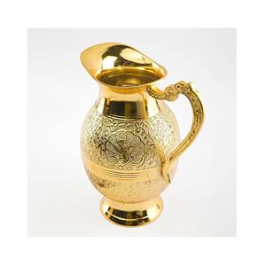 Brass Jug Pitcher Designer Embossed Mughal Style Gold Finished Water Serving Vintage <b>Drinkware</b> Decorative Tableware for Home - Product Image 1