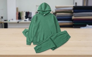 SHAFIQ SPORTS Unisex Green Tracksuit Hooded Full Sleeve Solid Color Casual Loose Fit Autumn Breathable Lightweight 2 1 Design - Product Image 3