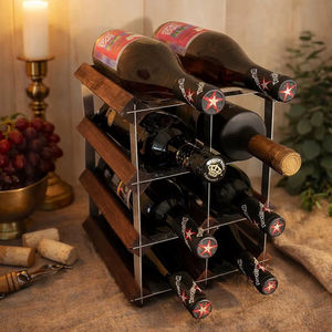 Estante para Botellas de Vino de Ocho Columnas, Soporte Metálico, Apto para Restaurantes, Hoteles y Bares, Almacenamiento de Vino, Hecho a Mano en India - Product Image 1