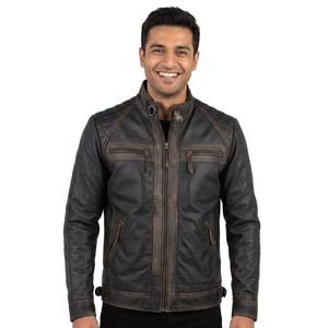 Custom Men's <b>Quilted</b> Leather Motorcycle Jacket Windproof Racing Outerwear for Outdoor Riding & Protection jacket for men - Product Image 1