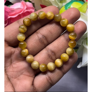 Tiger eye <b>Bracelet</b>: Round <b>Gemstone</b> Beads, Stretch <b>Bracelet</b> Unisex Classic Style Certified Anniversary Gift - Product Image 1