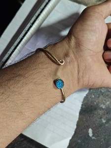 Handmade <b>Copper</b> Open Cuff Bracelet with Blue Quartz Stone Adjustable Boho <b>Bangle</b> Jewelry Wholesale - Product Image 3